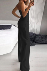 Solid Split Joint Strapless Boot Cut Jumpsuits Ins Street